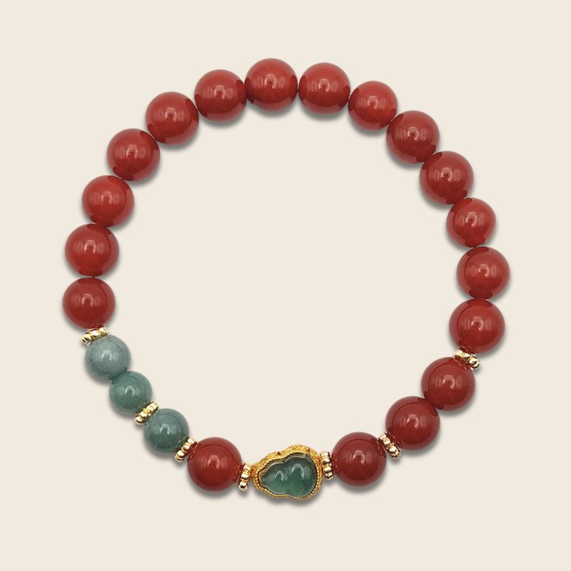 Nan Hong Agate With Guatemalan Jade Hulu Design